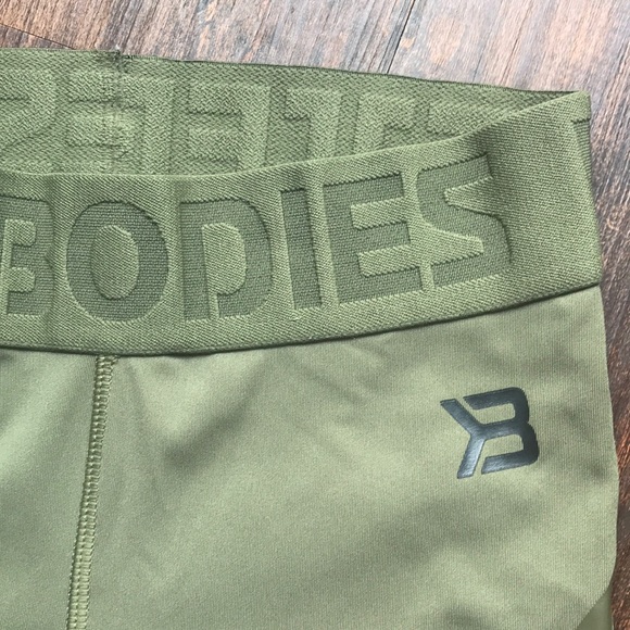 Better Bodies Mid-Rise Khaki Green Workout Tights - Picture 4 of 5